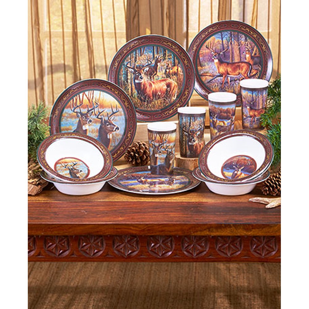 12Pc. Licensed Wildlife Melamine Dinnerware ( Deer )