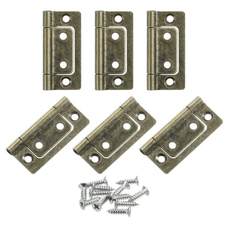 6Pcs 2x1 Inch Door Hinge Non-Mortise No Noise Plating, Bronze