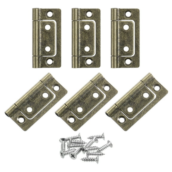 6Pcs 2x1 Inch Door Hinge Non-Mortise No Noise Plating, Bronze