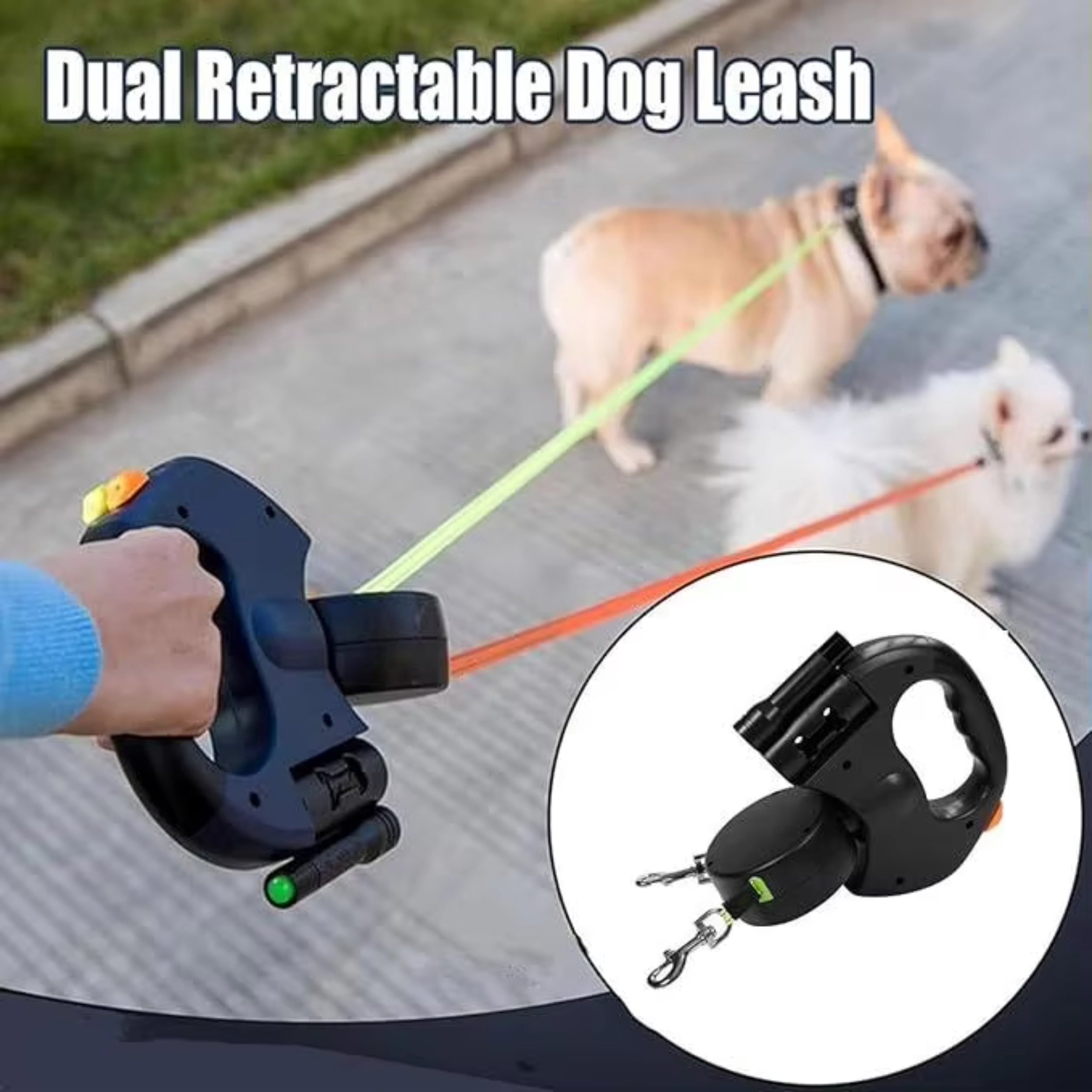 OEM New Tangle-Free Dual Dog Leash with 360° Swivel Head Retractable Leash