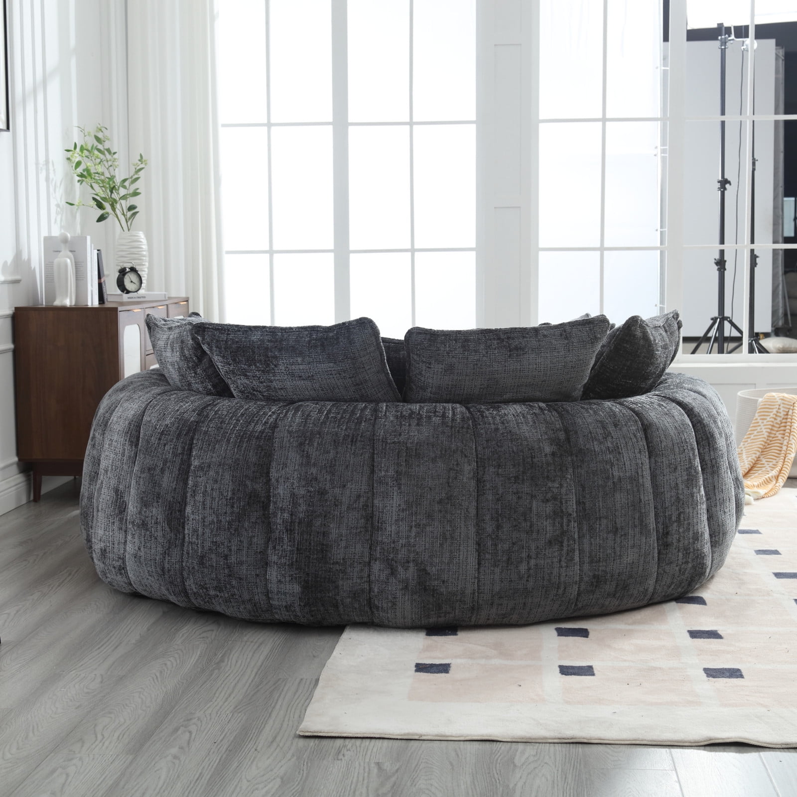 litvz 81.1in extra wide round boneless sofa oversized round chaise lounge comfy with 14 pillows for living room