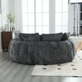 thumbnail image 6 of litvz 81.1in extra wide round boneless sofa oversized round chaise lounge comfy with 14 pillows for living room, 6 of 10