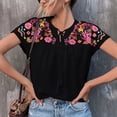 thumbnail image 3 of Blusa bordada de manga corta Ticfox mujer con borlas Vintage negro M, 3 of 5