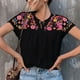 thumbnail image 3 of Tops de blusa bordada de verano para mujer, Tops de mujer bordados de manga corta para mujer Tops de blusa bordada de manga corta para mujer Diseñado con precisión, 3 of 6