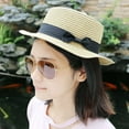 thumbnail image 2 of PIKADINGNIS Women Bowknot Straw Hat Summer Fedoras Boater Sun Hat, 2 of 6