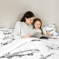 thumbnail image 4 of jejeloiu Retro Sketch Airplane 7pcs Bedding Comforter Set,Vintage Aircraft Theme Queen Bedding Sets,White Gray Queen Sheet Sets For Boys Kids,Super Cozy Room Decor Reversible, 4 of 8