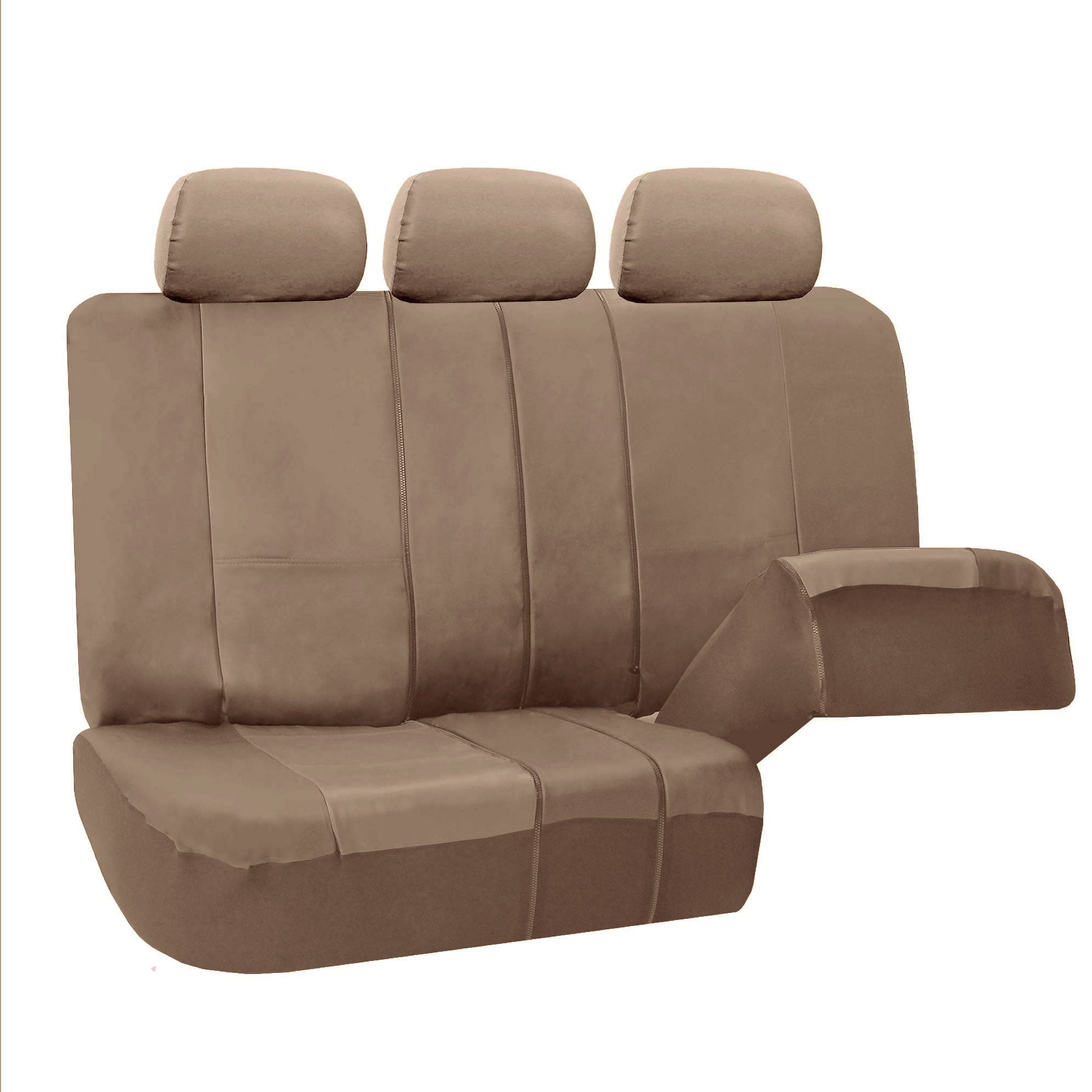 Fh Group Tan Faux Leather Bench Seat Cover Accommodate Left And Right 40 60 Split 20 50