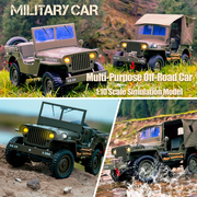 1/12 1941 MB Scaler RC Jeep, 4x4 RC Car Mini RC Rock Crawler Military, 2.4Ghz RC Truck with 180 Brushed Motor, LED Lights, Battery and USB Charger for Adults