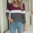 thumbnail image 6 of Endives Women's Long Sleeve T-shirt V Neck Tops Color Block/Solid Shirts Basic Summer Tees Womens Long Sleeve Tops, 6 of 7