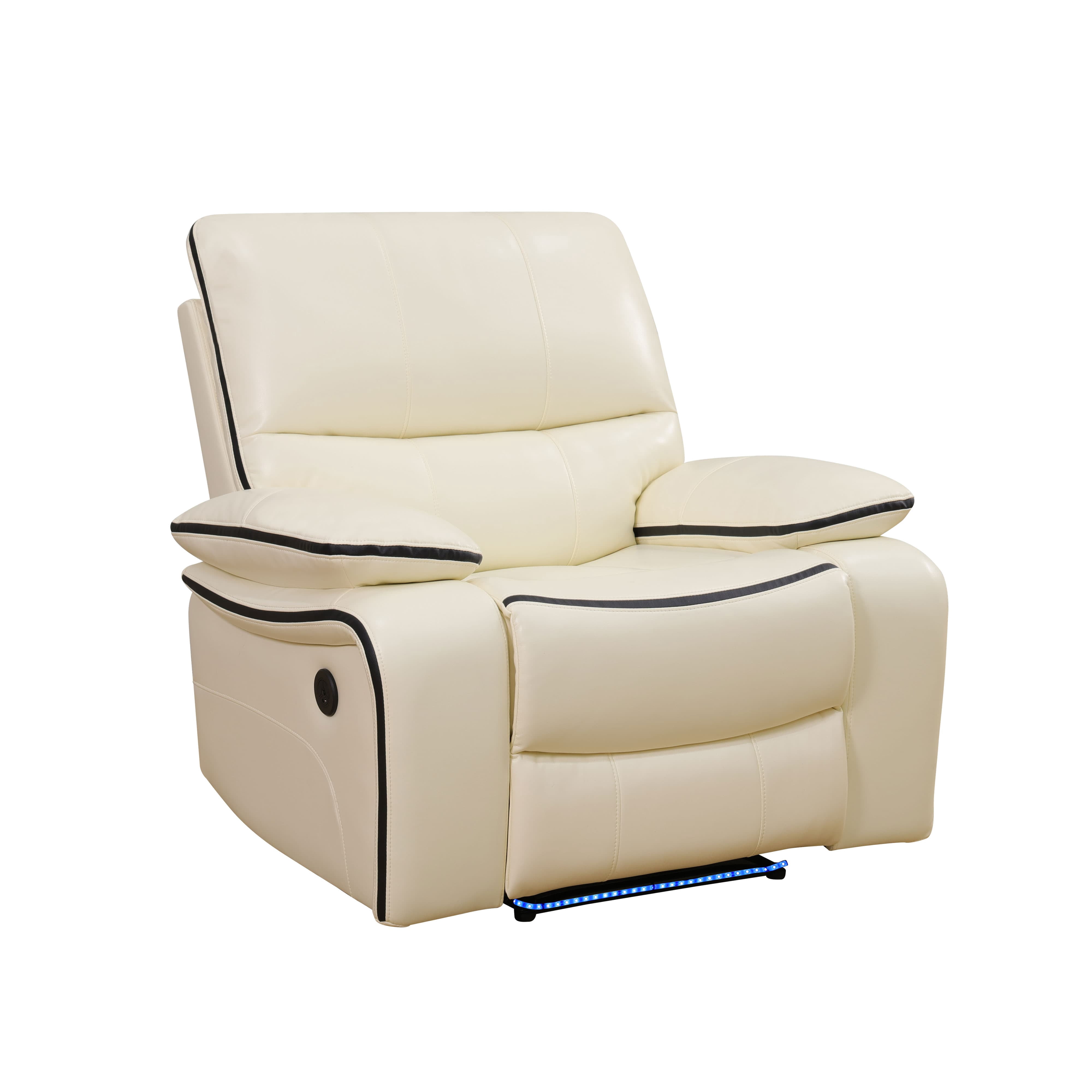 MAYEERTY Power Recliner Chair, Electric Bonded Leather Reclining Chair with USB Charging & Adjustable Backrest for Living Room, Off-White