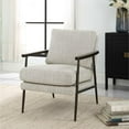 thumbnail image 2 of Uttermost Sebastian Contemporary Fabric & Wood Accent Chair in Ivory/Walnut, 2 of 8