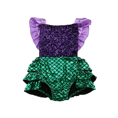 

Mermaid Sequin Romper Summer Child Girl Jumpsuit Green Cute Baby Girls Rompers Clothes Outfits
