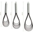 thumbnail image 4 of 10, 11, 12 inch Flat Whisk Silicone Heads Non Stick Wires Whisk Blending Whisking Beating Stirring Egg Beater Stainless Steel Set, 4 of 5