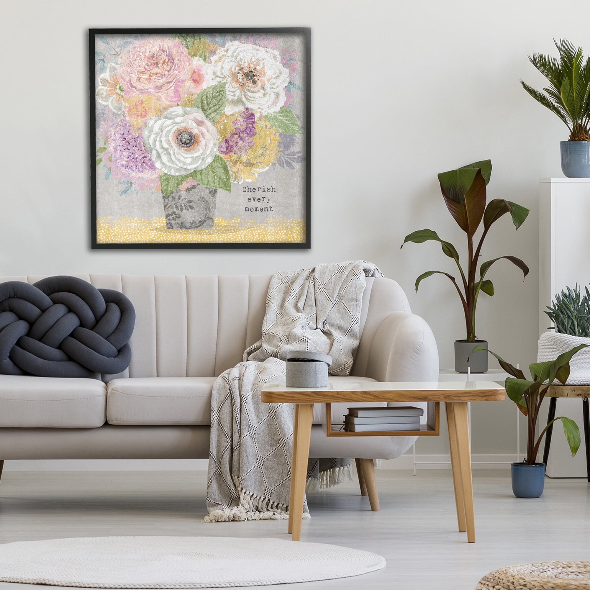 Stupell Industries Cherish Every Moment Inspiration Black Framed Giclee Art, design by Suzanne Nicoll