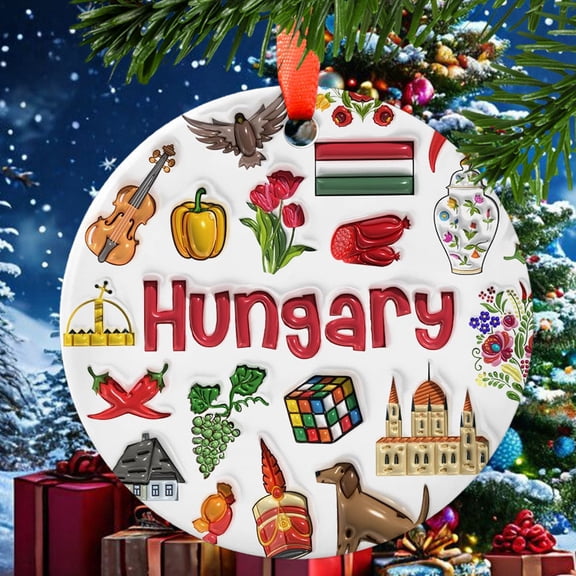 Hungary Christmas Ornament, Ceramic/Acrylic Ornament, Festival Gift Ornament, Mother’s Day Keepsake, Valentine’s Day Decor, Collectible 2025, Holiday Tree Decoration