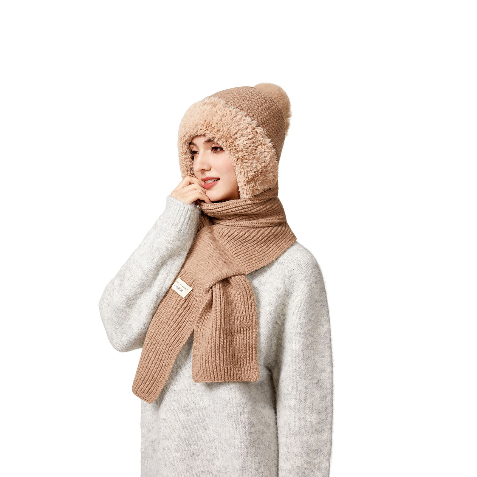 Winter Balaclava Hat 3 In 1 Knit Hat With Face Mask And Neck Gaiter, Windproof Thermal Warm Ski Mask Full Coverage Design, for Winter Skiing Snowboarding Cycling Outdoor Work