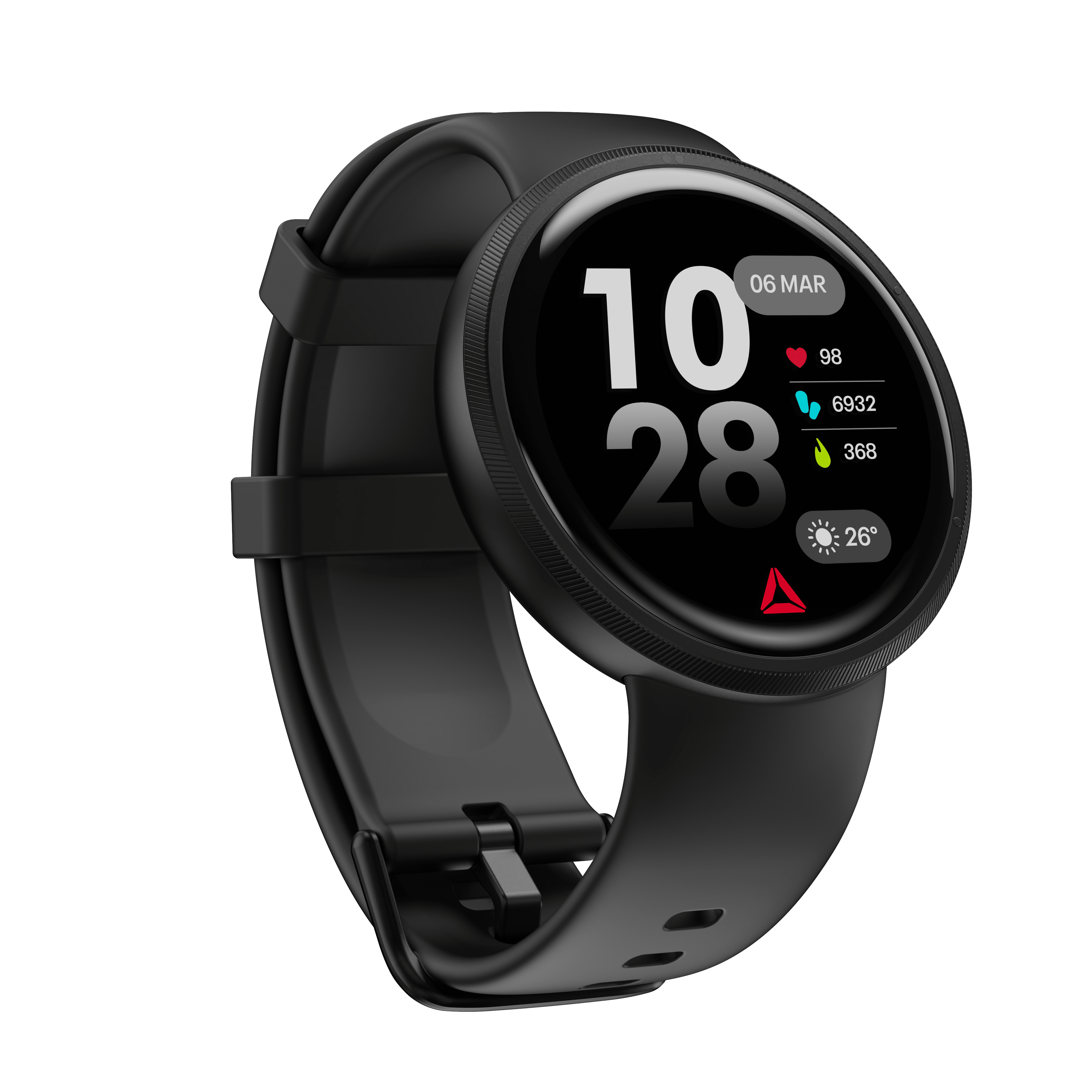 Reebok Rush Smartwatch Scratch-Resistant Black Plastic Case with Midnight Black Watch Band, 1 Pack
