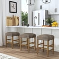 thumbnail image 2 of HomePop 25" Indoor Square Backless Upholstered Counter Stool, Brown Window Pane Print, 2 of 10