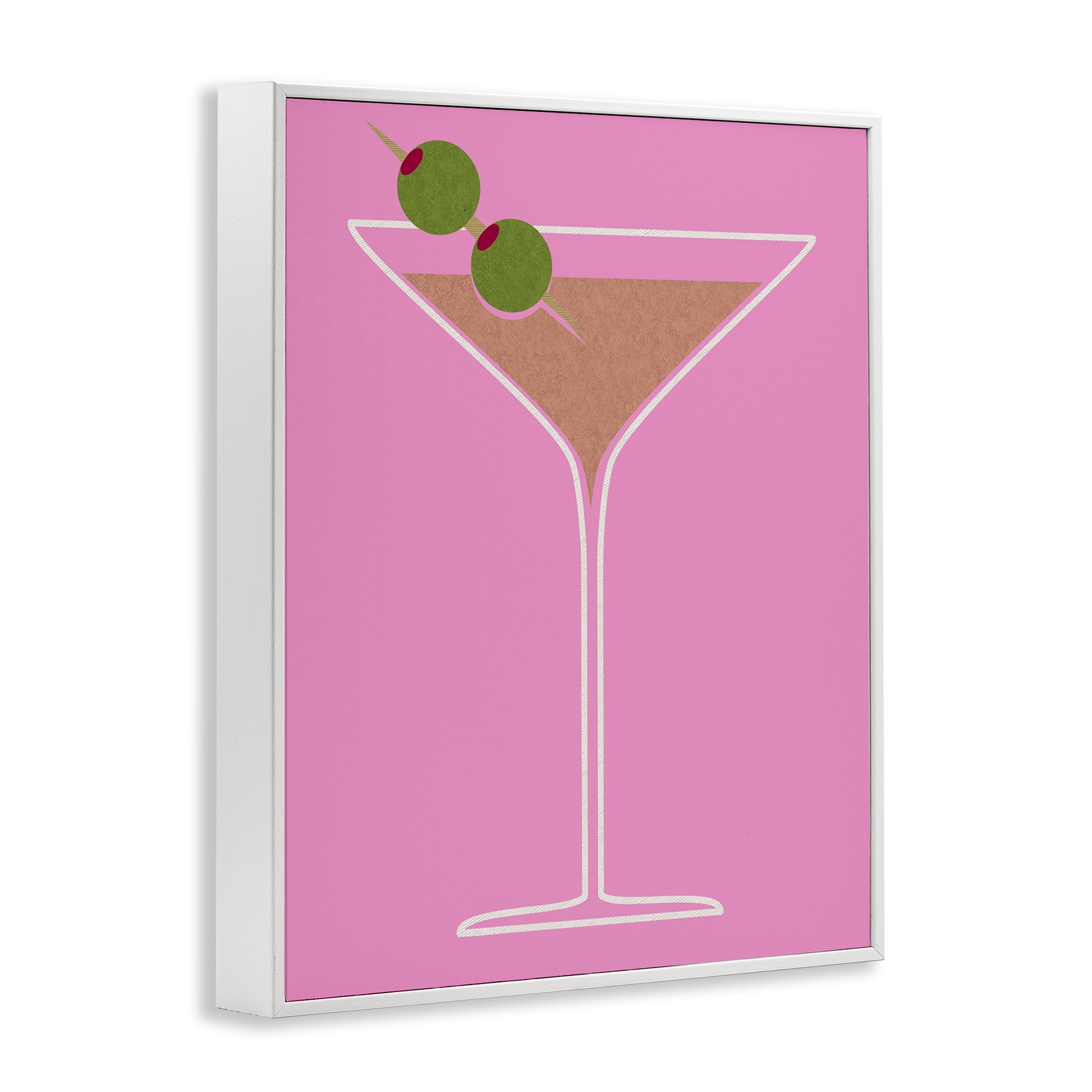 Stupell Industries Dirty Martini on Pink Food & Beverage Painting White Framed Art Print Wall Art, 11 x 14