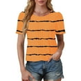 thumbnail image 4 of Plebaso Hauts à Œillets pour Femmes Manches Courtes Rayées T-Shirts Décontractés Col Rond Mode Blouses d'Été, 4 of 6