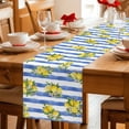 thumbnail image 5 of Summer Lemons Table Runner 90 Inches, Modern Watercolor Fruit Flowers Blue Striped Bed Runner Dresser Scarves Tabletop for Indoor Outdoor Parties/Ceremony/Banquet, 13" x 90", 5 of 9