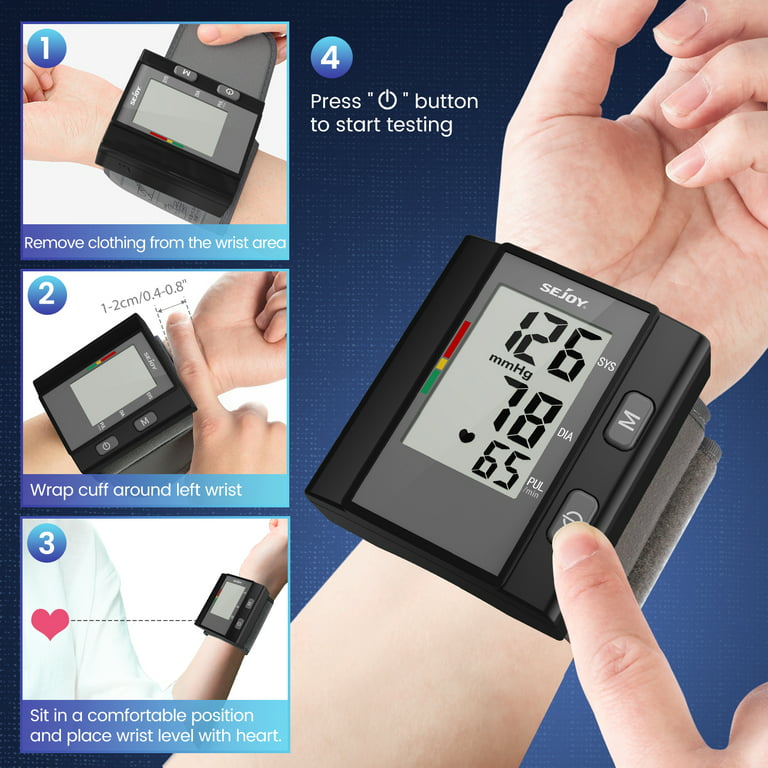 Wrist Blood Pressure Monitor Cuff - Automatic Digital BP Machine with Irregular Heartbeat Detector - Portable for 4 User Home Use, FDA Approved