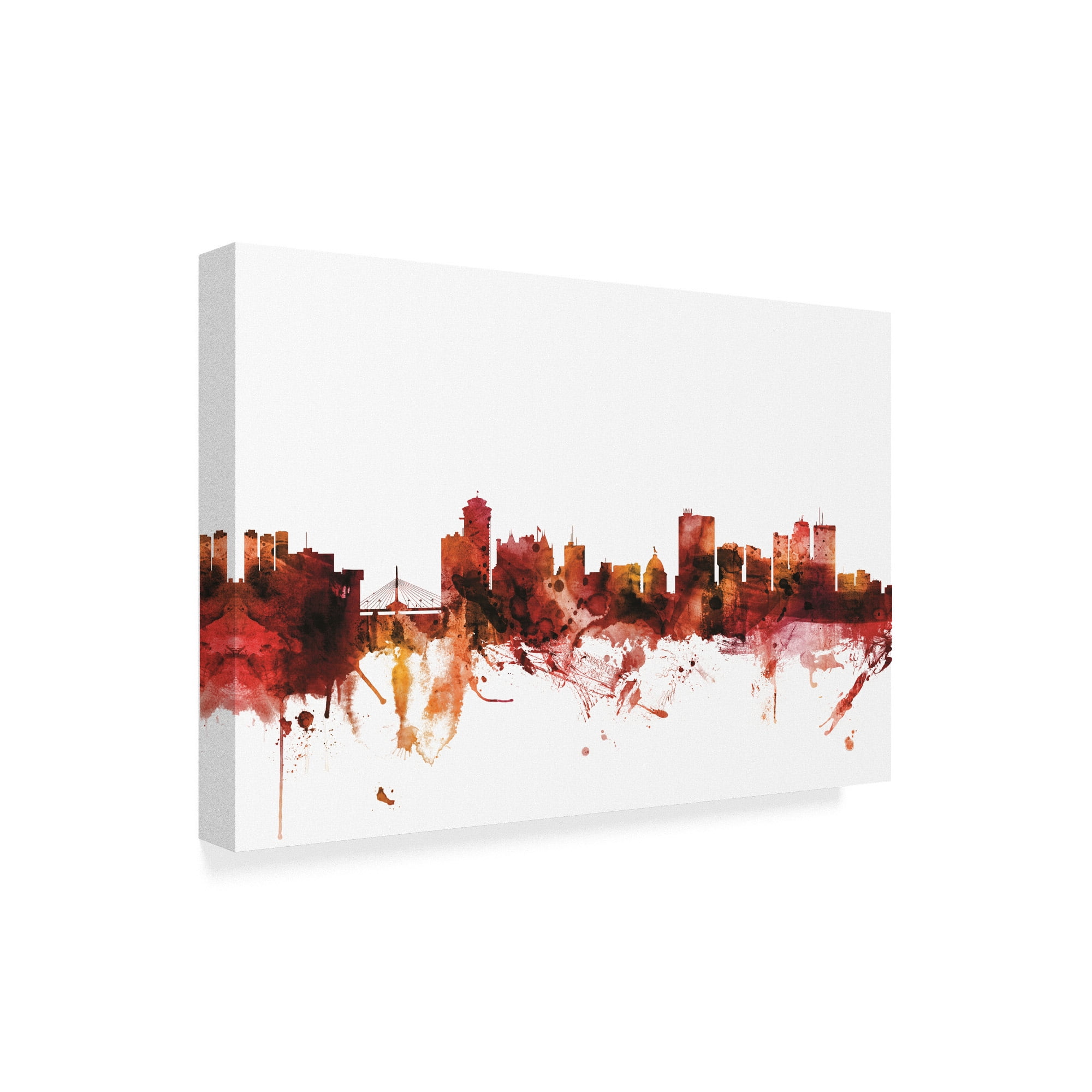 Trademark Fine Art 'Winnipeg Canada Skyline Red' Canvas Art by Michael Tompsett