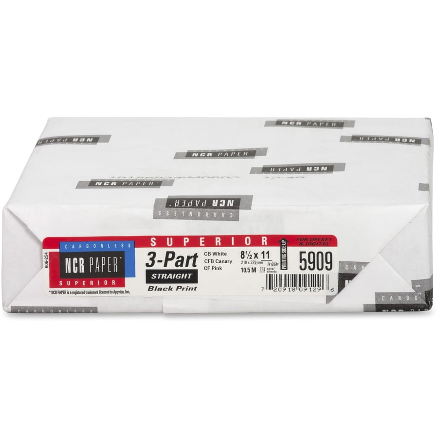 Ncr Paper Superior Carbonless Paper - For Inkjet Print - Letter - 8.50" X 11" - 92 Brightness - 501 / Pack - Pink, White, Canary (NCR5909)