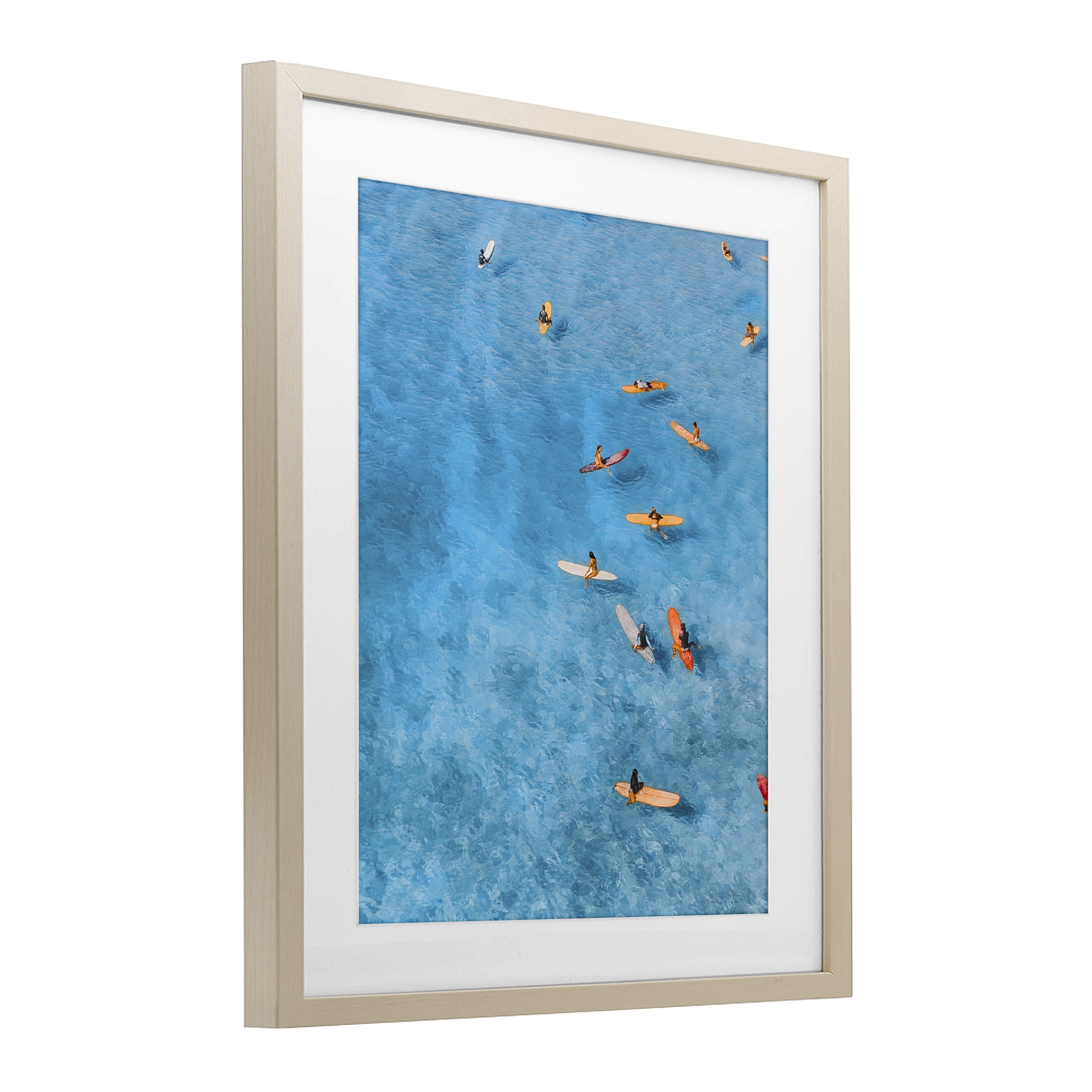 Stupell Industries Leisurely Surfers on Sea Birch Framed Print Under Glass, design by Jesse Keith