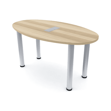 6 Person Oval Boat Shaped Conference Table Silver Legs Power And Data