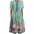 thumbnail image 2 of Robe Maxi à Manches Robe d'Été Bohème à Imprimé pour Femme Robe de Plage à Manches Courtes Robe Longueur Genou Robe à Manches Courtes en Liquidation, 2 of 5