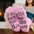 thumbnail image 4 of Cinch! Luxury Fuzzy Wine Socks in Cupcake Gift Packaging: "If You Can Read This Bring Me Some Wine" | Novelty Fuzzy Socks for Women with Grips, 4 of 7