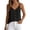 Black, variant on Women's Cotton Spaghetti Strap Tank Top Summer Loose Fit V-Neck Button Up Cami Shirts Comfy Casual Sleeveless Going Out Tops White