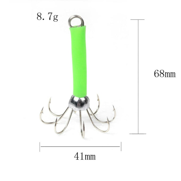 2x Stainless Steel Fishing Squid Jigs Hooks Umbrella-Shaped Green