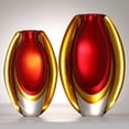 thumbnail image 5 of Luxury Lane Hand Blown Sommerso Oval Art Glass Vase for Decor 10 inch tall Centerpiece Table Decoration Red, 5 of 5