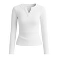 thumbnail image 4 of Outfmvch Long Sleeve Shirts for Women Scoop Neck Long Sleeve Tops for Women Shirts for Women Crew Neck Sweater Oversized Crewneck Sweatshirt Women Pullover Sweaters Sweatshirt for Women White L, 4 of 4