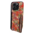 thumbnail image 6 of for iPhone 17 Pro Cork Wood Phone Case, Retro Floral Colorful Flower Printing Magnetic Folio Flip ID/Credit Card Holder Slot Back Cover Bag, Kickstand Support, 6 of 7