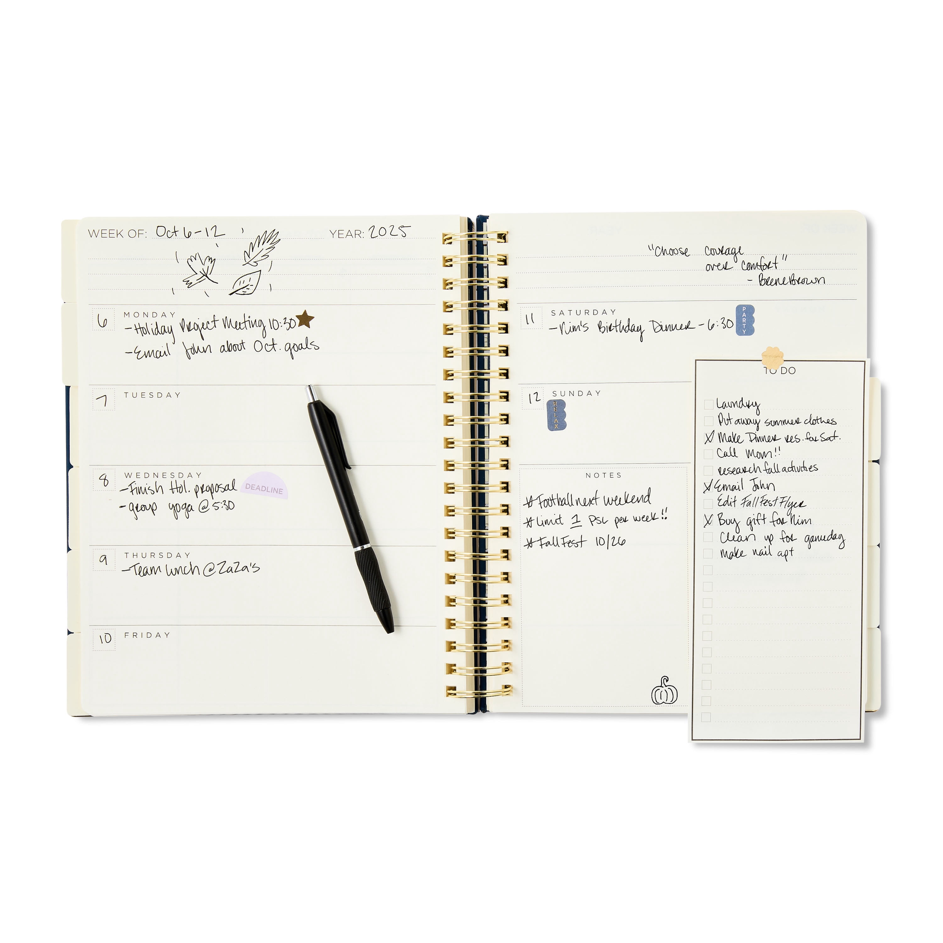 Pen+Gear 12-Month Undated Weekly Simulated Suede Planner, 9" x 11", Washed Indigo