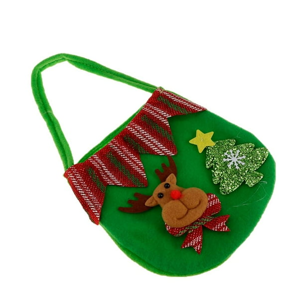 Bolsas de regalo navideñas de tela con bolsillos para dulces, bolsa de mano Alce