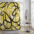 thumbnail image 3 of Abstract Wave Line Shower Curtain, Black White Yellow Geometric Stripe Modern Waterproof Shower Curtain Set with 12 Hooks Lightweight Bath Curtains Fabric Bathroom Decor 72x84 Inches, 3 of 8