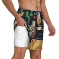 thumbnail image 2 of Mens Swim Trunks Bathing Suit Summer Swimming Board Shorts Italian Cuisine Pasta Wine Pizza Retro, 2 of 7
