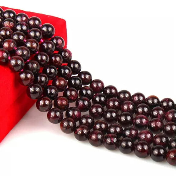 HOOUN 4 6 8 10mm Natural Stone Garnet Strands Round Beads Gemstone Jewelry Making DIY-10MM(37PCS)