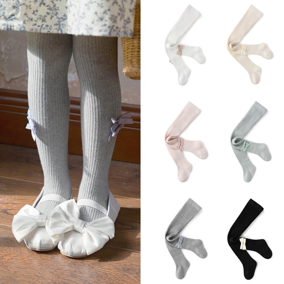 Asxite Toddler Girls Pants Solid Bow Thin Winter Tights
