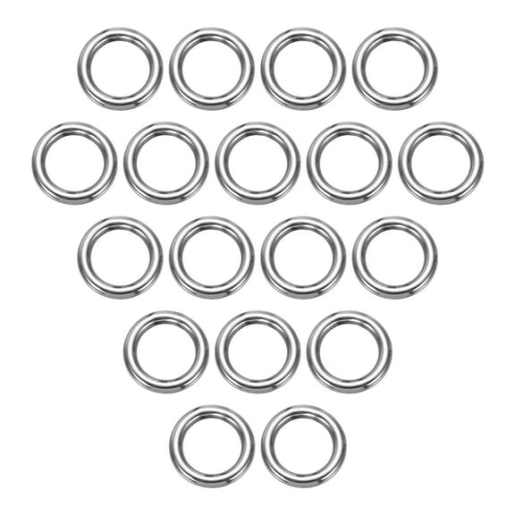 Uxcell Metal O Rings Stainless Steel Seamless Welding O-Ring Solid Heavy Round Ring Buckle 18 0.2" Thick x 1.18" OD