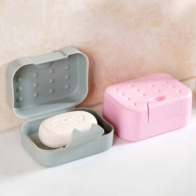 Portable Travel Rectangular Soap Dish Plastic Waterproof Lock Leak Soap Holder Soap Dish Dish with Lid Soap Dish Box Case Holder Container