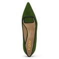thumbnail image 3 of YDN Women Classic Pointed Closed Toe Pumps Low Kitten Heel Slip on Loafers Suede Office Ladies Dressy Shoes Size 7 Olive, 3 of 4