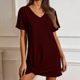 thumbnail image 2 of yillto Women Short Sleeve Dress Casual Summer Crewneck Sleepshirts Pajamas Sleepwear Nightshirts, 2 of 7