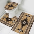 thumbnail image 3 of Brown Southwest Bath Mat 3 Piece Bathroom Rug Set, Boho Aztec Ethnic Abstract Geometric Non Slip Bath Rug Contour Mat and Toilet Lid Cover, Absorbent Shower Mats Soft Bath Rugs and Mats Sets, 3 of 8