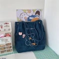 thumbnail image 3 of Corduroy Tote Bag Casual Shoulder Handbag Cute Shopping Bag Daily Bag for Women GirlsPeacock Blue, 3 of 3