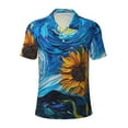 thumbnail image 2 of Daiia Starry Night Sunflower Field Pattern Men’s Polo Shirts,Solid Deck Shirt,Classic Fit, Breathable Cotton Polo for Casual and Sport Wear-3X-Large, 2 of 7